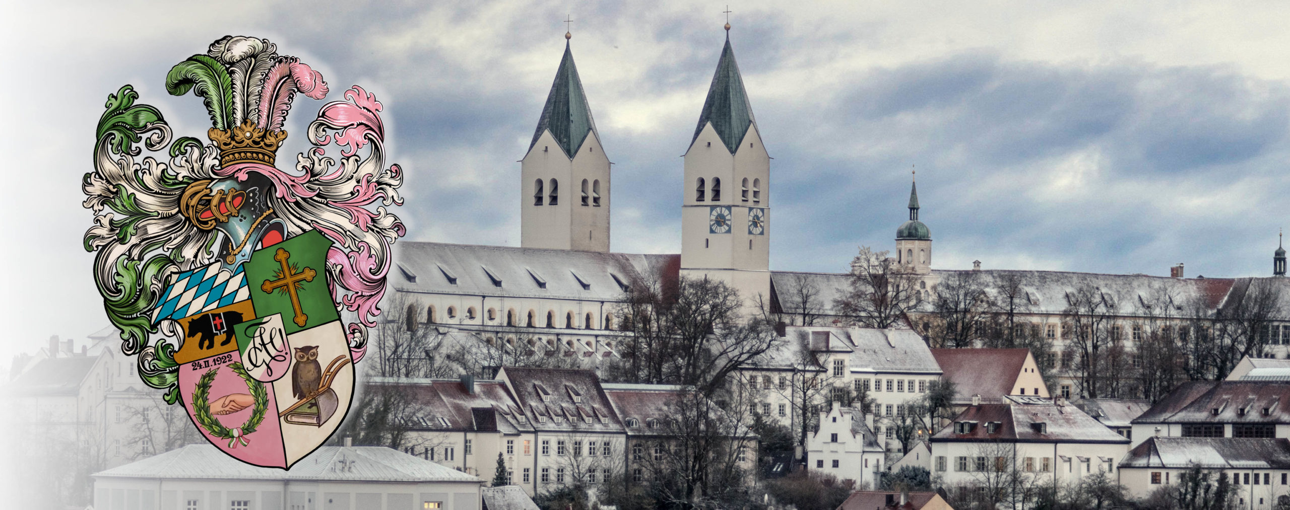 Freising Dom und Agilolfenturm mit Wappen